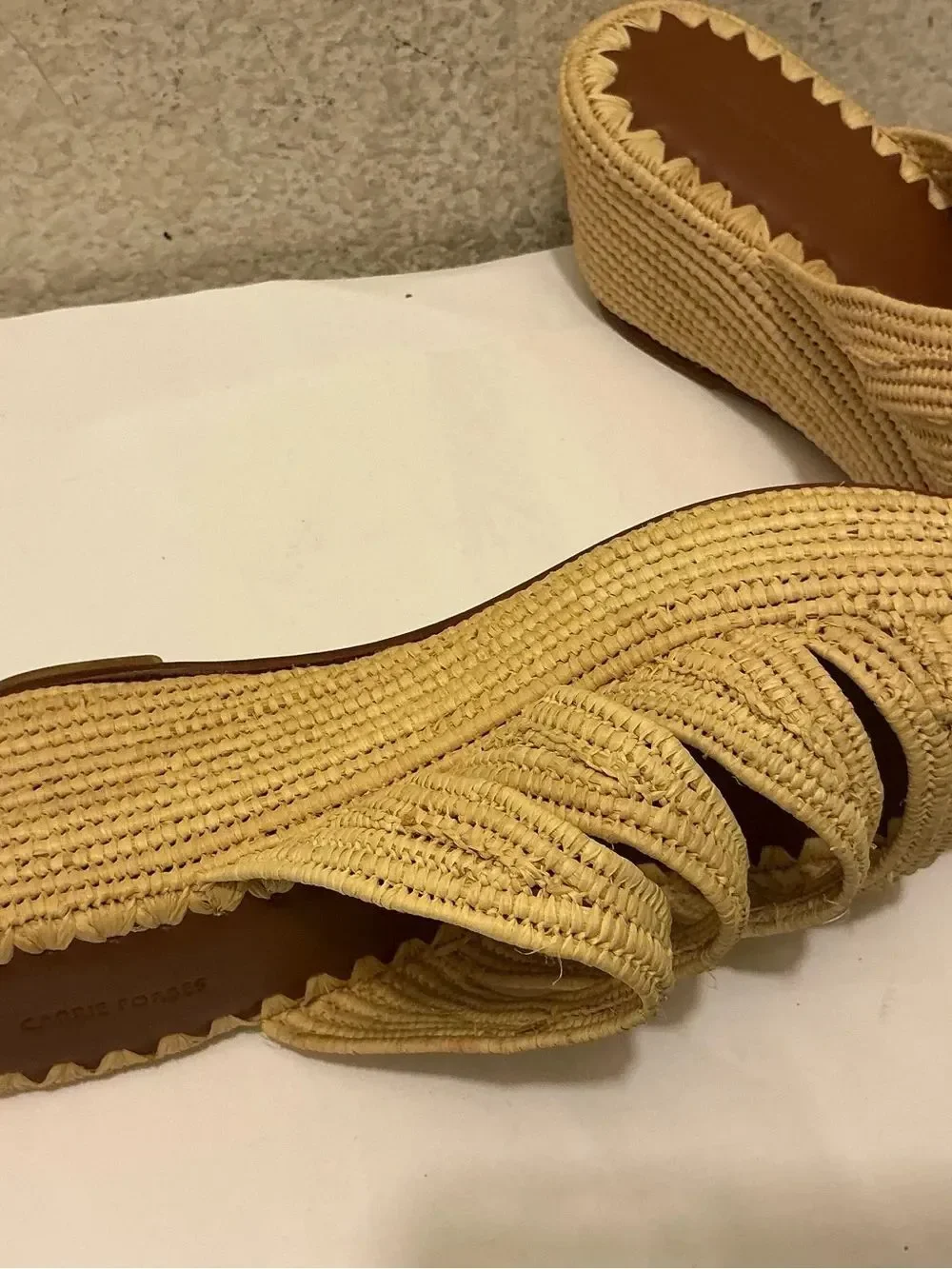New Carrie Forbes Woven Raffia Platform Sandal in Natural - Women’s 41
